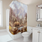 ロッキー山脈のグリズリーベア/ AF-006bear,g シャワーカーテン (インサイチュ)