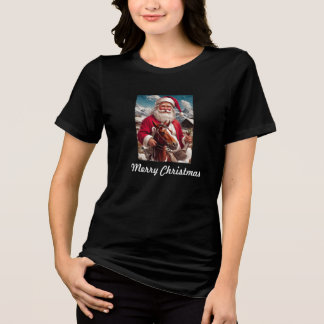 ロッキー山脈のサンタクロースとその馬 トライブレンドTシャツ