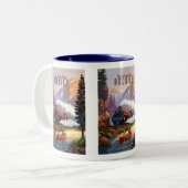 ロッキー山脈の列車。 ツートーンマグカップ (正面左)