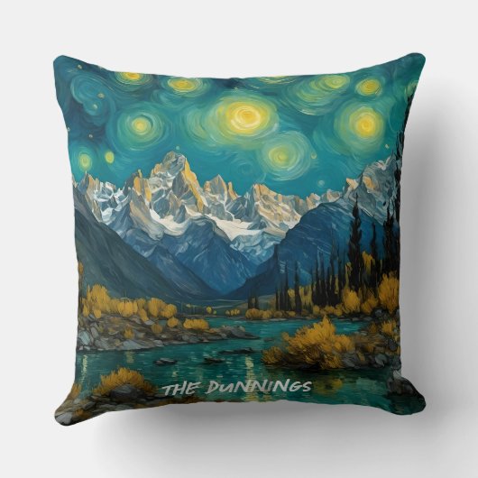ロッキー山脈の星空の夜 クッション (裏面)