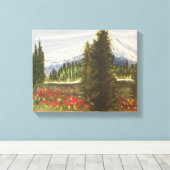 ロッキー山脈の水彩で春の時間 キャンバスプリント (インサイチュ (ウッドフロア))
