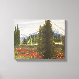 ロッキー山脈の水彩で春の時間 キャンバスプリント