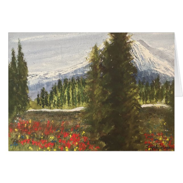 ロッキー山脈の水彩画の春時間 (正面横)