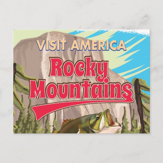 ロッキー山脈の釣り休暇旅行ポスター ポストカード (正面)