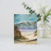 ロッキー山脈の風景油画 ポストカード (スタンド正面)