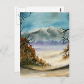ロッキー山脈の風景油画 ポストカード (正面/裏面)