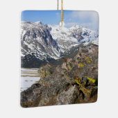 ロッキー山脈を見つめる黄色いベリーズのマーモット セラミックオーナメント (右)