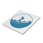 ロッキー山脈を青とWhでスキーをするスノースキーヤー タイル (側面)