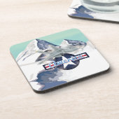 ロッキー山脈を飛んでいる越えるアメリカンジェット飛行機 コースター (左側)