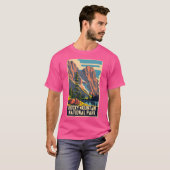ロッキー山脈ナショアのヴィンテージ旅行アート Tシャツ (正面フル)