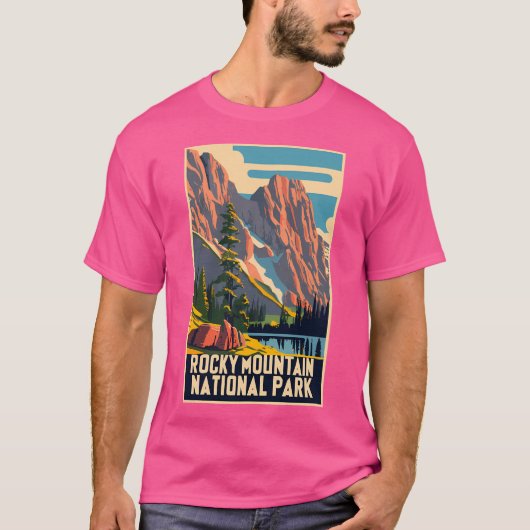 ロッキー山脈ナショアのヴィンテージ旅行アート Tシャツ (正面)