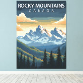 ロッキー山脈 – カナダのヴィンテージ旅行ポスター キャンバスプリント (インサイチュ (ウッドフロア))