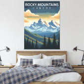 ロッキー山脈 – カナダのヴィンテージ旅行ポスター キャンバスプリント (インサイチュ (寝室))