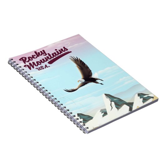 ロッキー山脈USAヴィンテージ旅行ポスター ノートブック (右側)