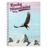 ロッキー山脈USAヴィンテージ旅行ポスター ノートブック (正面)