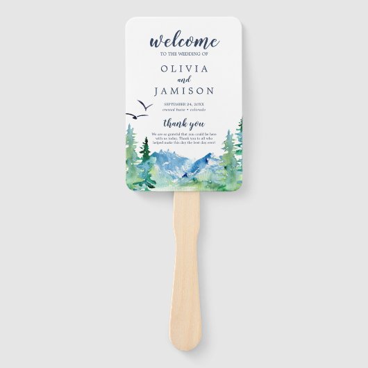 ロッキー山行き先結婚式プログラムファン ハンドファン (正面)
