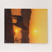 ロッキー山馬が夕焼けに立つ ジグソーパズル (横)