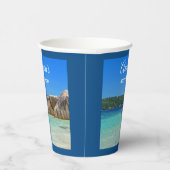 ロッキー海と美しい熱帯ビーチ誕生日 紙コップ (右)