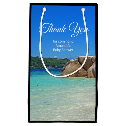 ロッキー海と美しい熱帯ビーチ スモールペーパーバッグ (正面)