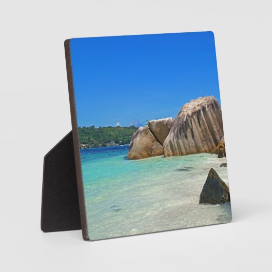 ロッキー海と美しい熱帯ビーチ フォトプラーク (正面)