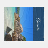 ロッキー海と美しい熱帯ビーチ フリースブランケット (正面(横))