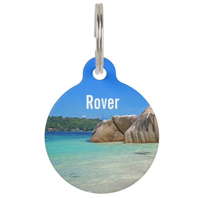 ロッキー海と美しい熱帯ビーチ ペット　ネームタグ (正面)