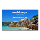 ロッキー海と美しい熱帯ビーチ マグネット名刺 (正面)