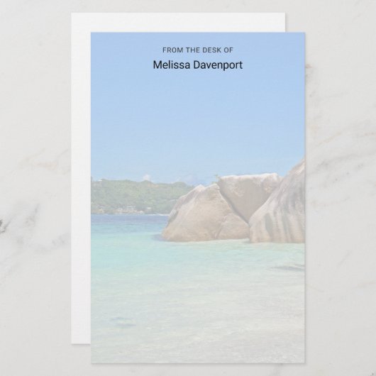 ロッキー海と美しい熱帯ビーチ 便箋 (正面/裏面)