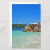 ロッキー海と美しい熱帯ビーチ 便箋 (正面/裏面)