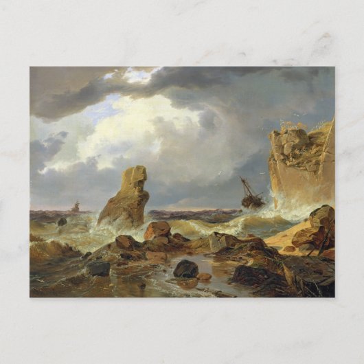 ロッキー海岸のサーフィン， 1835 ポストカード (正面)