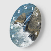 ロッキー海岸沿いの砕ける波 ラージ壁時計 (傾斜)