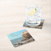 ロッキー海岸 スクエアペーパーコースター (インサイチュ)