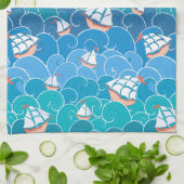 ロッキー海模様 キッチンタオル (折り畳み)