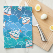 ロッキー海模様 キッチンタオル (四つ折り)