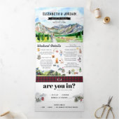 ロッキー素朴山 図解入りの、写真付きの結婚| 三つ折り招待状 (内部)