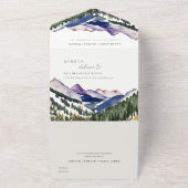 ロッキー雪の山の水彩風景結婚ズ オールインワン招待状 (外側)