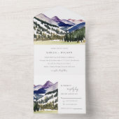 ロッキー雪の山の水彩風景結婚ズ オールインワン招待状 (内側)
