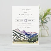 ロッキー雪の山の水彩風景結婚ズ 招待状 (スタンド正面)