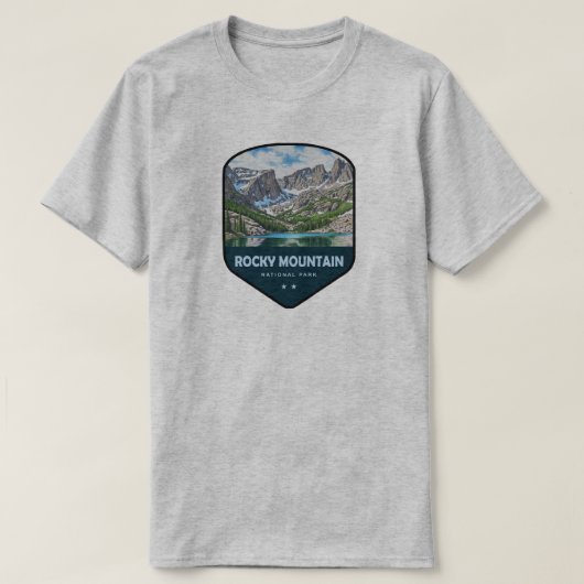 ロッキー・マウンテン国立公園 シールド Tシャツ (デザイン正面)
