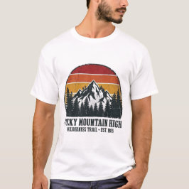 ロッキー・マウンテン・ハイのビンテージハイキングデザイン Tシャツ