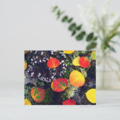 ロッキ葉山脈の岩に覆われた地衣類の上の ポストカード (スタンド正面)