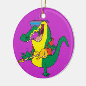 ロックおもしろいとロールのワニ音楽の漫画 セラミックオーナメント (左)