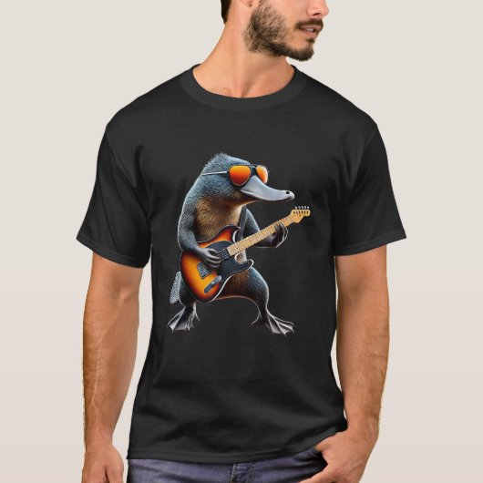 ロックおもしろいプラット音楽転が重い可愛い動物G Tシャツ (正面)
