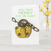 ロックおよび鎖のお金の誕生日 カード (黄色い花)
