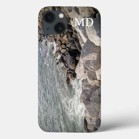ロックされたグレイのアトランティック海岸のイニシャル写真 Case-Mate iPhoneケース (裏面)
