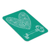 ロックされたハートと鍵のエメラルドグリーン背景 マグネット (右側)