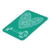 ロックされたハートと鍵のエメラルドグリーン背景 マグネット (左側)