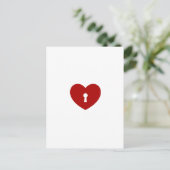 ロックされたハートデザインプリントおもしろい真の愛パターン ポストカード (スタンド正面)