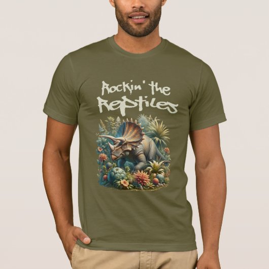 ロックしている爬虫類 Tシャツ (正面)