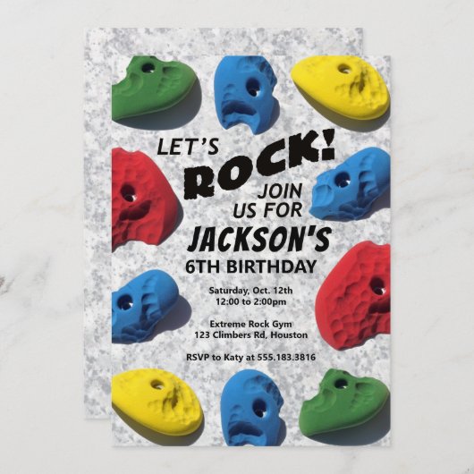 ロックしよう!キッズロック登山誕生日 招待状 (正面/裏面)